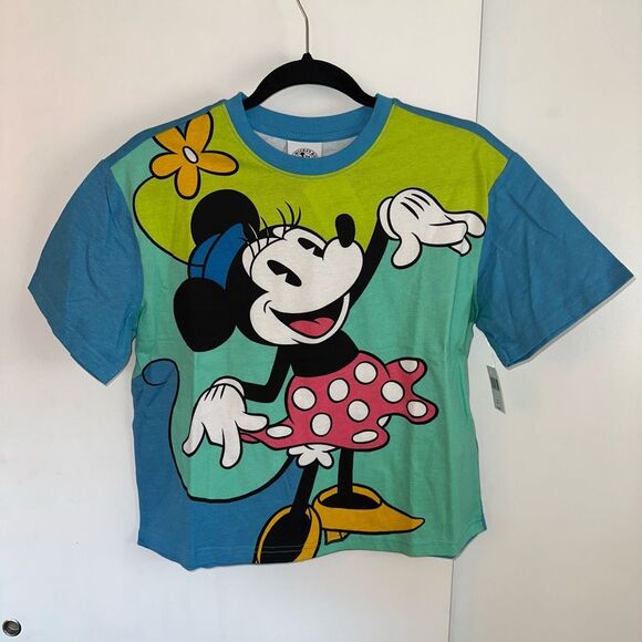 Disney Parks Retro Colorful Minnie Mouse Short Sleeve Tee Medium NWT - Picture 1 of 8